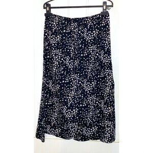 VINTAGE : Sag Harbor Petite : size : MP : black floral flowy summer maxi skirt